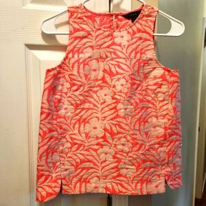 J. Crew Ladies Size 00 Plumeria Jaquard Pink Sleeveless Top